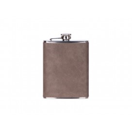 8oz/240ml Stainless Steel Flask with PU Cover (Dark Gray)（10/pack）